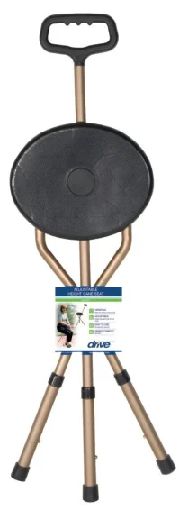 DRIVE MEDICAL - Bastón con Asiento Plegable y Liviano, Altura Ajustable