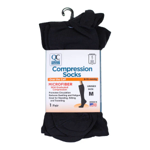 QUALITY CHOICE – Medias de Compresión de Microfibra Negras, Talla Mediana (QC99370)
