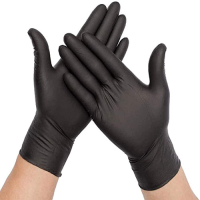 Guantes de Nitrilo Negros sin Polvo, Grado Industrial (Caja de 100 unidades)