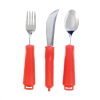 POWER OF RED – Set de Utensilios con Cuchillo Basculante, Tenedor y Cuchara Flexibles para Alzheimer y Demencia