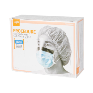 MEDLINE – Mascarilla Quirúrgica con Visor Antivaho y Ganchos Auriculares (ASTM Nivel 1)