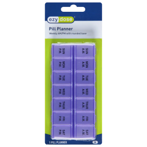EZY DOSE – Pastillero Semanal AM/PM con Compartimentos Dobles y Base Redondeada