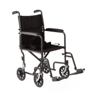 Medline Basic Transport Chair with Permanent Armrests and Detachable Swing-Away Footrests – 19" Seat