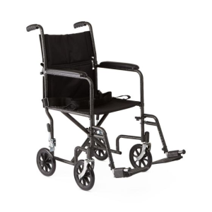 Basic Transport Chair with Permanent Armrests and Detachable Swing-Away Footrests – 19" Seat