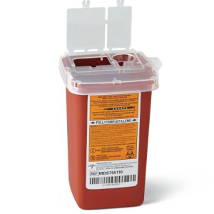 Sharps Biohazard Container with Dual Opening Lids – 1 Quart (0.25 Gallon)