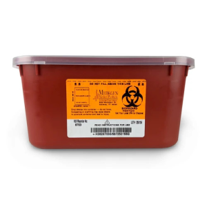 1 Gallon Red Sharps Container – Horizontal Drop (8703)