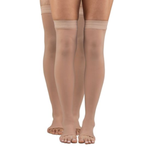 Microfiber Opaque +Plus 20-30 mmHg Thigh High Open Toe Compression Stockings