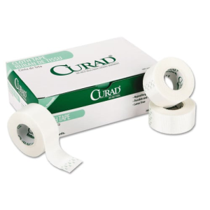 Curad First Aid Cloth Silk Tape, Heavy-Duty, Acrylic/Silk, 1" x 10 yds, White, 12/Pack (NON270101) x24